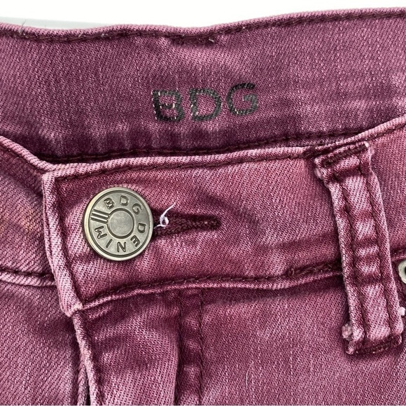 BDG faded distressed burgundy mid rise twig ankle jeans, 29 - Picture 3 of 14